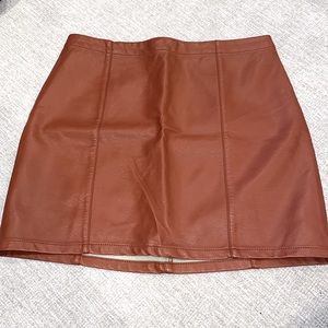 forever 21 faux leather brown mini skirt size medium